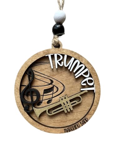 Trumpet Marching Band Christmas Ornament – Laser-Cut Wood Gift for Band Directors