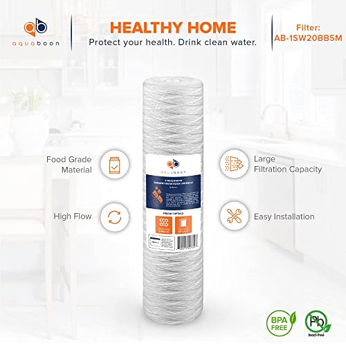 Aquaboon 5 Micron 20 x 4.5 Whole House Water Filter Cartridge 4-Pack