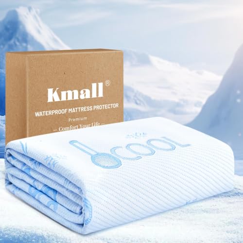 Kmall Blue Queen Size Cooling Waterproof Mattress Protector - Breathable & Noiseless Pad