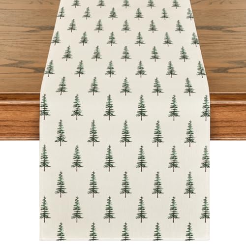 Artoid Mode 13x108 Inch Xmas Tree Table Runner Beige-Green