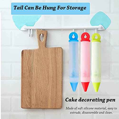 AKOAK 4 Pcs/set Cake Decoration Pen Silicone Jelly Pen Cream Pastry Chocolate Jam Syringe DIY Personalized Kitchen Baking Decoration Accessories (Green)