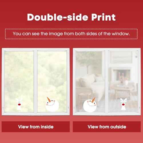 Horaldaily 264 PCS Christmas Window Cling Sticker, Deer Snowman Gifts for Home Party Supplies Shop Window Glass Display Decoration