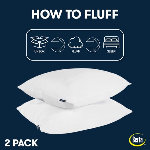 Serta Down Illusion Cotton Pillow Set White King Balanced Support 2 Pack