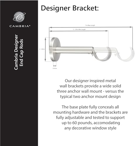 MODE Cambria Brushed Gold Luxury Curtain Rod - 7 ft, Fixed Length