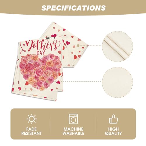 Love Heart Mother's Day Table Runner 13x72 Inch Spring Floral Home Decor