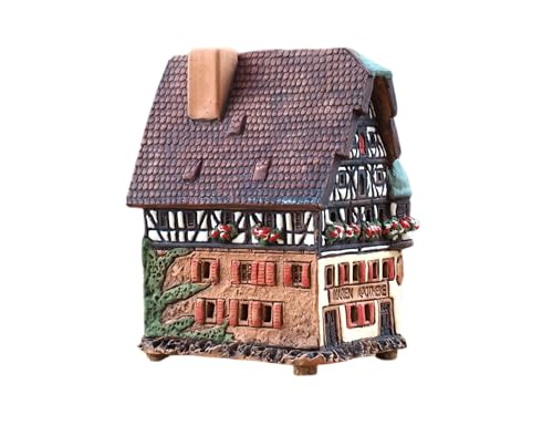 Midene Ceramic Village Collection: Hand-Painted Rothenburg House Incense Holder