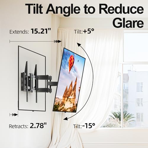 USX MOUNT Full Motion TV Wall Mount for 42-84 Inch TVs, Supports 120lbs, Max VESA 600x400mm, Swivel & Tilt, Fits Wood Studs