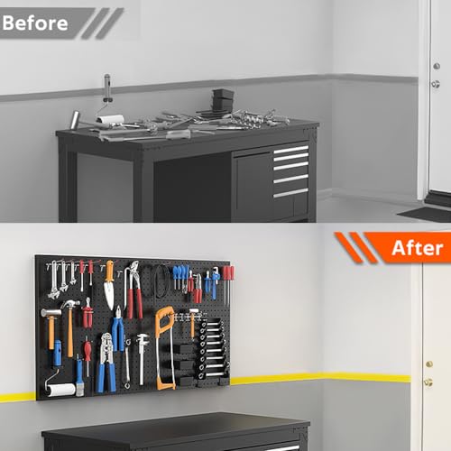 Ultrawall Black Metal Pegboard Wall Panels 4-Pack Garage Tool Storage