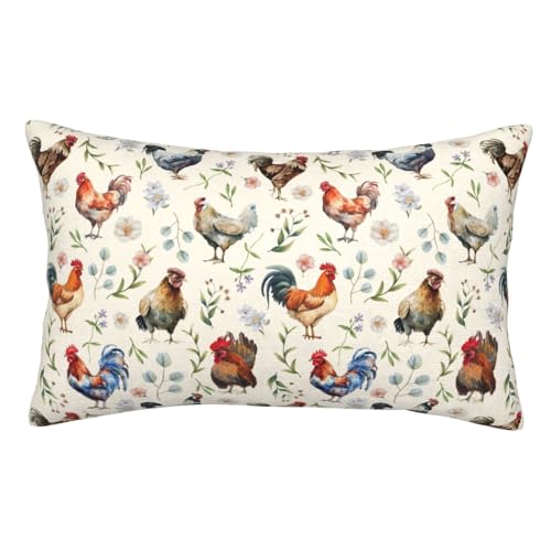 Cozy Cute Chicken Pillow Cases 20"x30", Standard Size Pillow Covers with Hidden Zipper, Soft Decorative Pillow Protectors for Bed, Sofa, Car, Kids Room