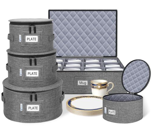 Grey 5-Piece China Dinnerware Storage Set - Moving & Organization Boxes