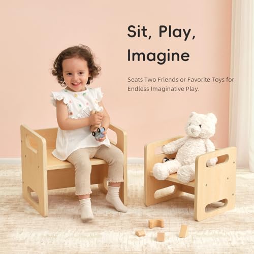 Montessori Wooden Toddler Table and Chair Set - Multipurpose Kids Activity Furniture