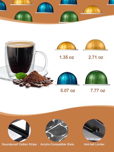 Sedegn Rustic Brown Nespresso Vertuo Pod Holder Organizer for 56 Small & 28 Large Pods