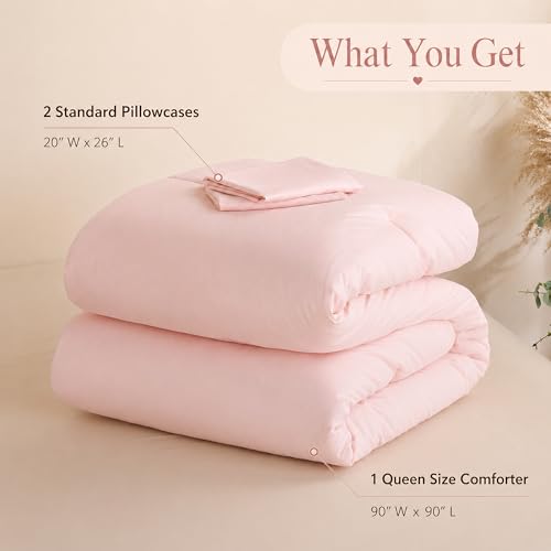 Pink Comforter Set Queen Size All Season Lightweight Bedding - Weigelia