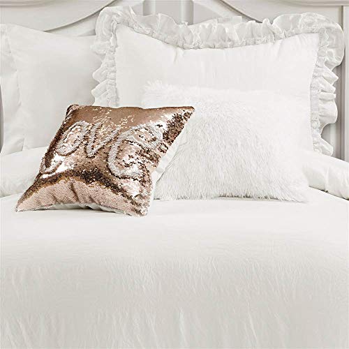 Twin Ivory Ruffle Lace Comforter Set - White Bedding with Ruffle & Lace Trim - Twin XL Variation