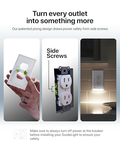 2 Pack GuideLight Night Lights for Duplex Outlets - White - Auto On/Off Sensor