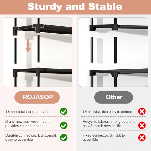 Black 10-Tier Shoe Rack with Dustproof Cover, Large Capacity Organizer