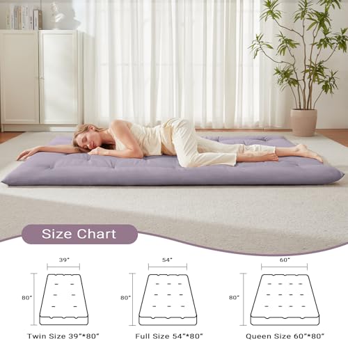 Mollydot Queen Size Japanese Floor Futon Mattress 60x80 Foldable Portable Bed Grey