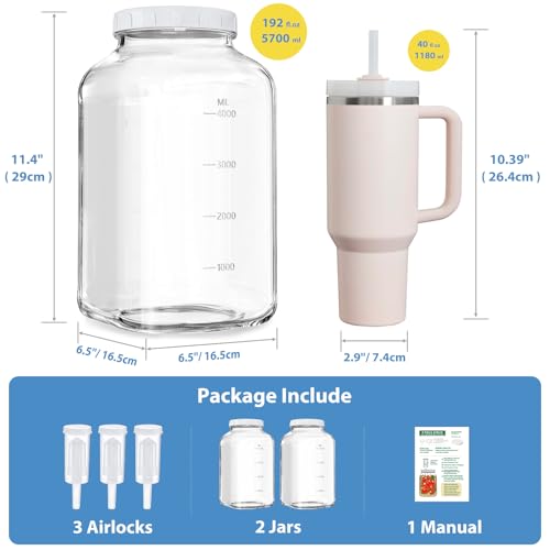 Sovietiep 1.5 Gallon Glass Fermentation Jar for Kimchi, Kombucha & Pickles