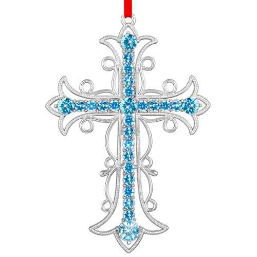 FaCraft Metal Cross Christian Christmas Ornaments 2025 Religious Cross Ornaments for Christmas Tree Decorations Nativity Ornament Keepsake Xmas Gifts for Women Girls Mom Friends Family