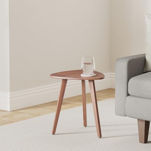 MH London Walnut Triangle Side Table - Handcrafted Small Nightstand for Living Room & Bedroom