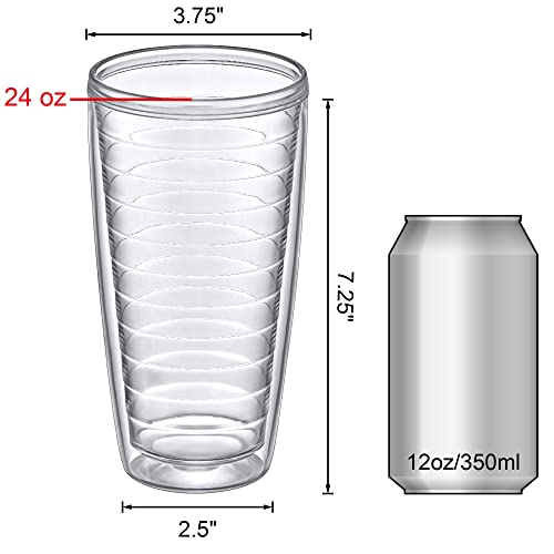 All-Clear 24 oz Insulated Plastic Tumblers Set of 4 - BPA-Free, Shatter-Proof, Dishwasher Safe