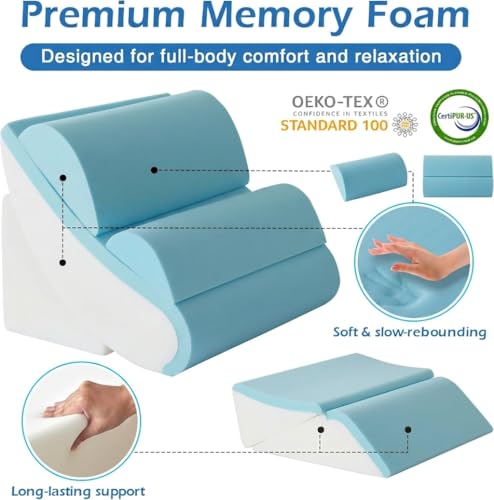 Grey Wedge Pillow Set for Post-Surgery & Comfort - 6 Pieces