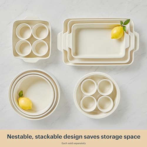 Pyrex 8-Piece Ceramic Bakeware Set with Ramekins, Baking Dishes & Pie Plate