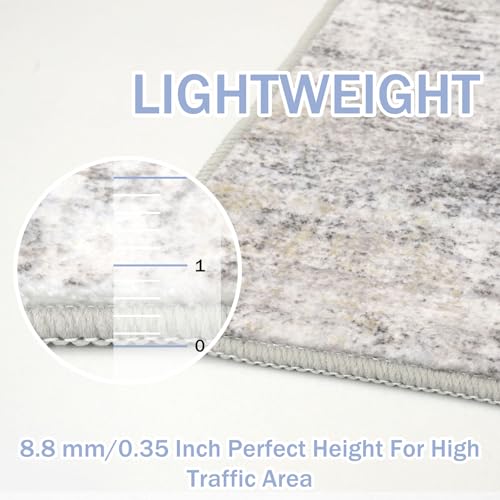 IOHOUZE 3x5 ft Washable Abstract Area Rug Grey Beige Non Slip Entryway Mat