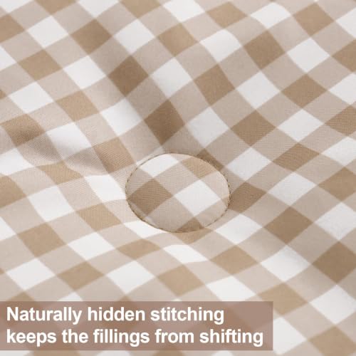 SunNewt Queen Comforter Set Tan Gingham 3 Pieces - Plush Bedding