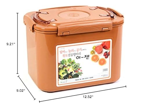 e-jen Premium Kimchi, Sauerkraut Container Probiotic Fermentation with Inner Vacuum Lid (Earthenware Brown, 3.1 gal/ 12L)