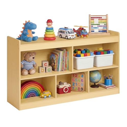 SONGMICS Kids' Toy Storage Shelf Beech Beige Montessori Design, 5 Compartments