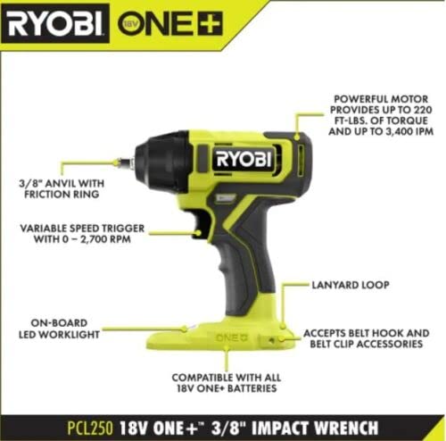 Impact Wrench 18V Cordless 3/8 Inch Power Tool