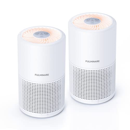 FULMINARE White 2 Pack Air Purifiers with H13 True HEPA Filter for Bedroom