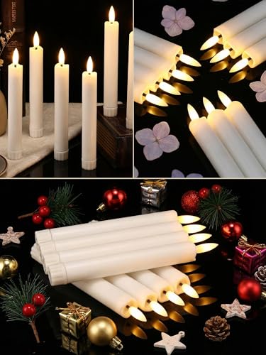 Funtery Classic Style 6.5-inch Flameless LED Taper Candles with Remote - White, 48 pcs
