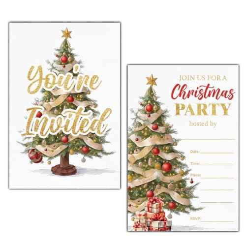 LyoGao Christmas Party Invitations With Envelopes (20 Pack) -Christmas Party Fill in Invites Cards for Xmas Winter Holiday