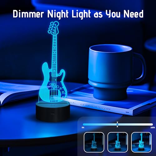 Guitar Gifts, Bass Guitars Night Light, Music Lamp with 16 Colors Changing & Timer & Dimmer, Gifts for Birthday, Xmas, Graduation, Back to School for Men, Boys, Teachers, Guitar Player