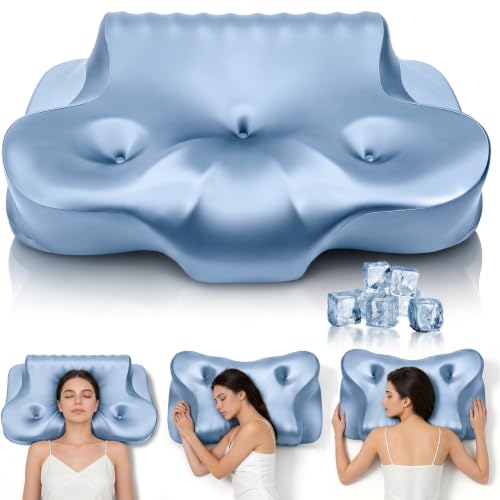 Dayme Orthopedic Memory Foam Pillow - Cooling Cervical Neck Support, Blue