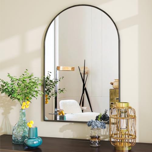 VooBang Black 36x24 Inch Arched Wall Mirror Bathroom Vanity Frame