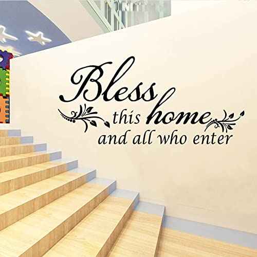 Room Decorations Wall Decals Quotes Stickers,Bless This Home and All Who Enter, Home Decors Inspirational Sticker for Entryway Living Room D?cor Art Letters