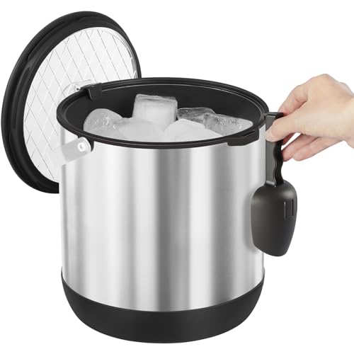 Large Insulated Ice Bucket with Lid & Scoop - 6.8L Black - Party & Home Bar