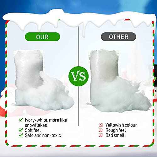 Tatuo 7 oz Fake Snow 200 g Per Bag Artificial Fake Cotton Christmas White Cloud Faux Fluffy Snow Indoor Soft for Winter Christmas Tree Mantle Village Nativity Scene