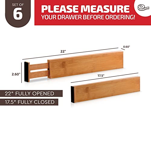 Bambüsi Bamboo Drawer Dividers 16-22 Inch High Organizer Set - Natural Wood