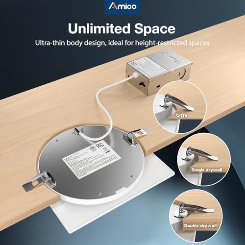 12 Pack 6 Inch Square LED Recessed Ceiling Lights - Ultra-Thin 5CCT