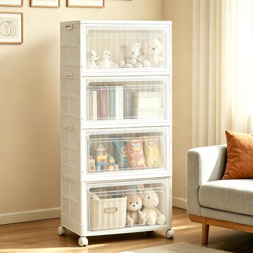 Maeytau 4-Tier 128QT Stackable Storage Bins with Lids & Wheels