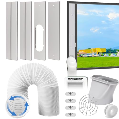 Aukney Portable AC Window Vent Kit with 5.9 Inch Diameter, 59 Inch Exhaust Hose, Adjustable Sliding Window Seal