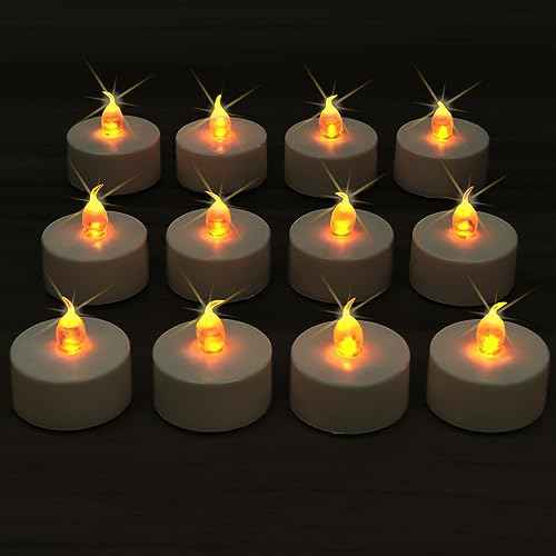 Flameless Flickering LED Tea Lights Candles Pack of 12, Warm Yellow Votive Battery-Operated Candles for Wedding Anniversary Halloween Christmas