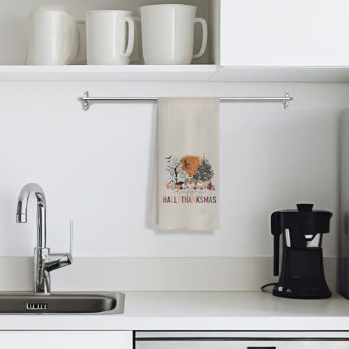 COWEB Halloween Towels B - Fall Spooky Skeleton Pumpkin Christmas Kitchen Hand Towels 16x24