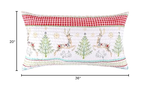 Levtex Home Comet and Cupid King Sham 20x36 - Merry & Bright Quilted Red Green White