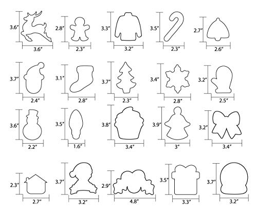 20-Piece Christmas Cookie Cutter Set - Stainless Steel Holiday Baking Tools