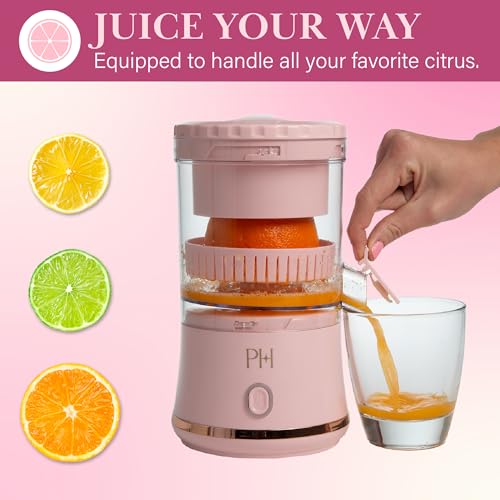 Paris Hilton Pink Electric Citrus Juicer Portable USB Rechargeable Compact Lemon Lime Orange
